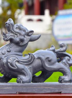 天然青石貔貅摆件一对招财镇宅石头雕刻皮丘门口看门家用庭院别墅