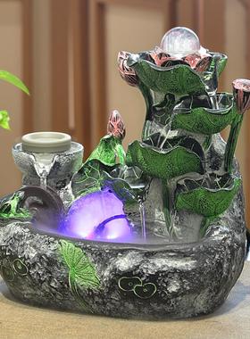 室内假山自动循环流水喷泉小摆件门店桌面水车风水轮摆件装饰礼品