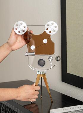 轻奢覆古怀旧电影放映机水晶摆件客厅样板间酒店会所民宿软装饰品