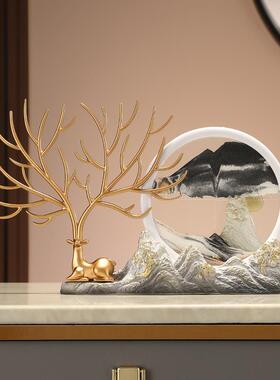 招财麋鹿流沙画摆件家居客厅酒柜装饰玄关电视柜新房乔迁新居礼品