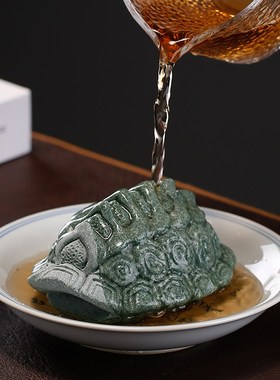 新中式富b甲八方招财乌龟茶宠摆件鱼缸造景创意国潮客厅桌面装饰