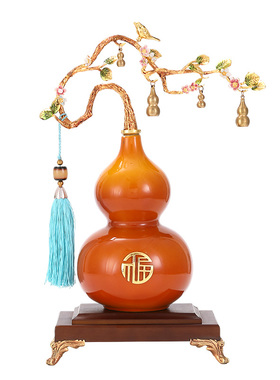 陶瓷葫芦摆件招财高m档客厅玄关酒柜装饰新中式电视柜乔迁新居礼