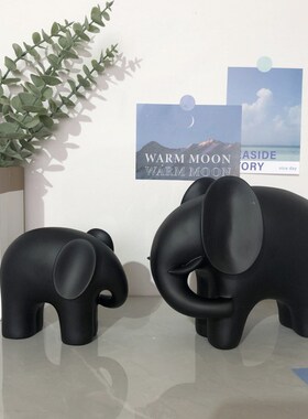 现代简约砂岩大象m摆件一对玄关装饰招财大象送朋友乔迁新居礼物