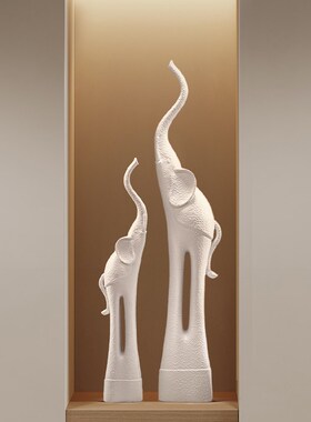 玄关壁龛摆件大象高级感细长客厅电视柜装饰品家居落地.一对装饰