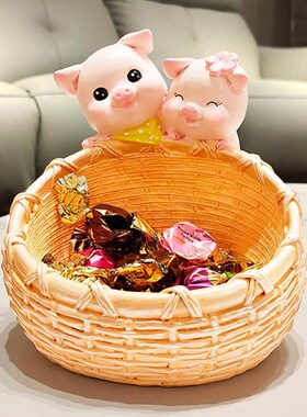 圣斐罗可爱小猪钥匙收纳摆件入户玄E关装饰品家居客厅创意轻奢门