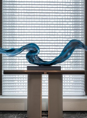 抽象酒店玄关雕塑摆件现代简约样板房间售楼处大堂U软装艺术装饰