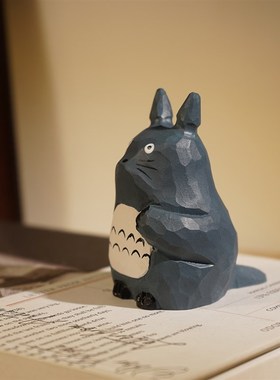 可爱猫手工d木雕摆件卡通治愈系办公桌面装饰品送闺蜜女生礼物