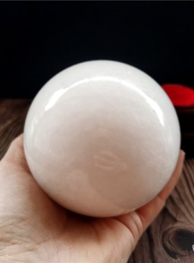 天然玉石球摆件招财转运球圆球客厅F办公室玄关桌面摆件白玉风水