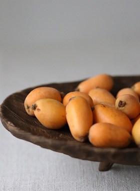 实木大盆水果装饰中式大木盘托盘装饰盘T手工做旧复古盘