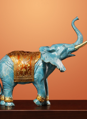 《吉象迎财》纯铜招财大象摆件一对吉F象吸水象轻奢客厅卧室装饰