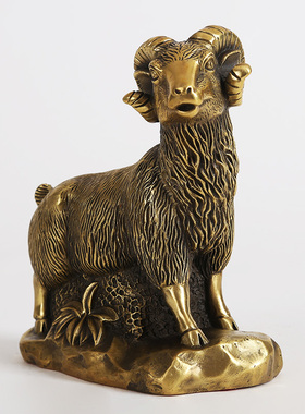 纯舟 十二生g肖羊纯铜羊摆件风水工艺品 家居装饰品摆设礼品