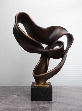 简约现代树脂抽象飘o带雕塑酒店客厅玄关样板房高档装饰工艺品摆