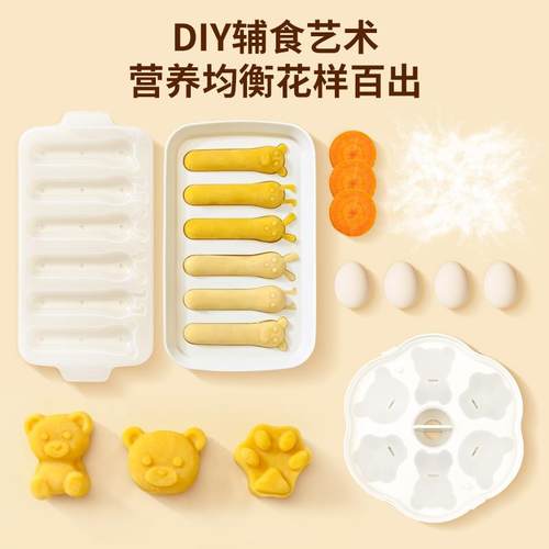 宝宝辅食蒸糕烘焙模具婴儿硅胶可蒸煮香肠熊爪工具做蛋糕布丁磨具 - 图0