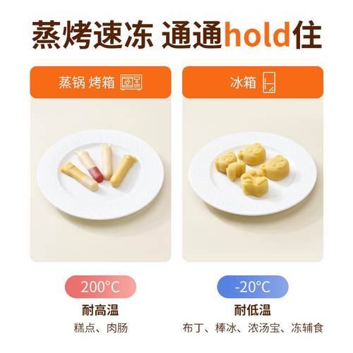 宝宝辅食蒸糕烘焙模具婴儿硅胶可蒸煮香肠熊爪工具做蛋糕布丁磨具 - 图3