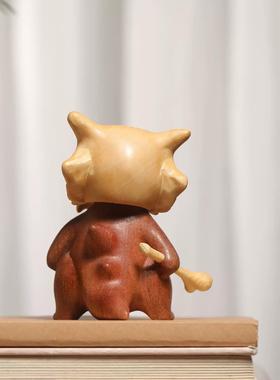 卡拉摆件实木质创意神奇宝贝家居桌面装饰治愈高档手工送朋友礼物