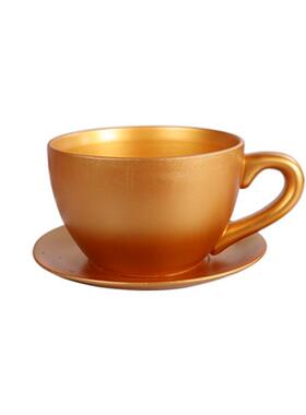 简约陶瓷金色杯型连体家居装饰桌台摆件设计师客厅高级插黑色花器