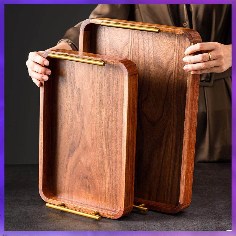 WG6Q木质托盘长方形家用茶杯实木点心盘早餐茶盘水杯子黑胡桃,淘宝优惠券,粉丝福利购,淘宝优惠卷