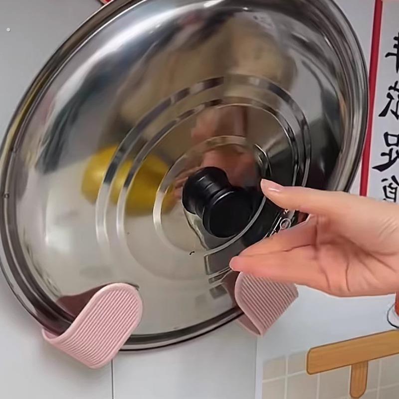 奶油吸盘旋转锅盖架挂钩家用免打孔置物架厨房锅铲可调节门后挂架 - 图1