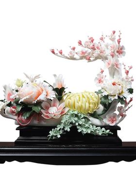 陶瓷客厅电视柜酒店装饰摆件新中式玄关手工工艺乔迁新居开业礼品