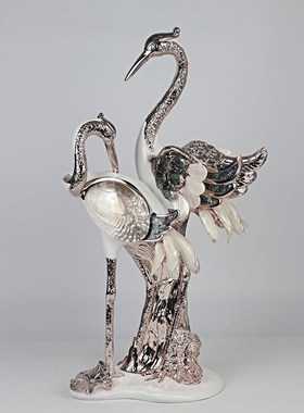 仙鹤摆件装饰品客厅酒r柜玄关柜茶几桌面装饰欧式奢华工艺品礼