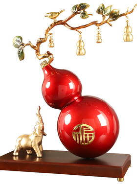 创意新中式五福临门摆件葫芦客z厅玄关桌面电视柜装饰乔迁结婚礼