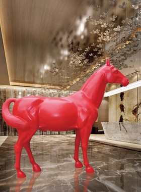 玻璃钢大b马雕塑树脂落地摆件酒店会所客厅大厅装饰工程室内摆设