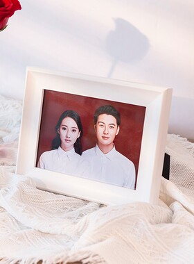 结婚登记照相框摆台简约p实木6六7七10寸12证件婚纱照摆件情侣夫