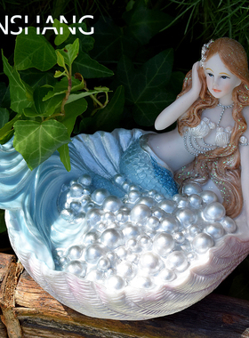 创意美人鱼摆件卧室儿童房家居装饰汽车载小摆设女生Y生日礼物礼