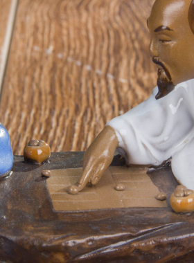 中式石湾陶瓷艺术品摆件家居客厅书房装饰品N假山盆景人物围棋雅