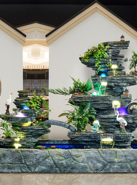 大型假山流水喷泉户外庭院花园室内客厅阳台水景装V饰鱼池落地摆