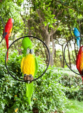 户外园林仿真鹦鹉雕塑摆件花园庭院树脂吊饰景观动物装饰小鸟挂件