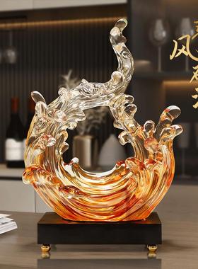 风生水起摆件轻奢高档客厅电视柜酒柜家居装饰品办公室招财工艺品