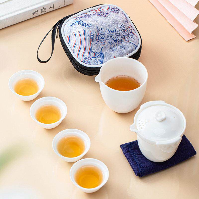 Travel tea set portable set one pot four cups ceramic quick cup home outdoor camping tea set national trend small set