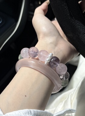 天然多宝水晶手链女粉水晶绿萤石紫水晶手串轻奢高级设计感手饰