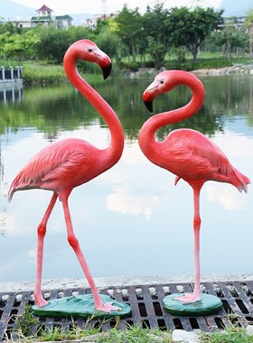 优选火烈鸟摆件落地大号玻璃钢雕塑户外花园装饰别墅庭院仿真动物