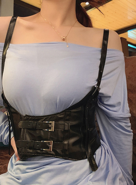 欧美新款西部牛仔背带式配百搭腰封装饰朋克风针扣女士束腰背带潮