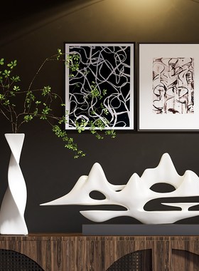 优选新中式侘寂风玄关柜高档摆件客厅隔断屏风柜壁龛复古小众软装