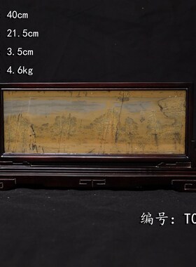 优选内有多款草花石奇石国画石创意摆件台客厅中式实木屏风玄关装