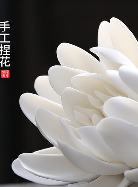 优选荷花莲花瓣手工陶瓷茶宠摆件家居饰品客厅创意办公桌茶桌茶宠