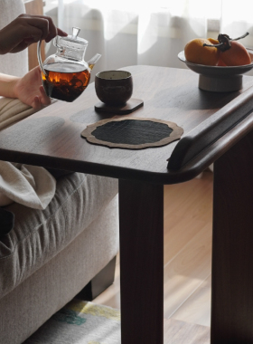 优选九间房实木沙发边几角几简约黑胡桃木客厅卧室移动学习电脑小