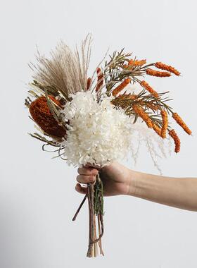 简约创意灰色透明玻璃花瓶摆件轻奢高档餐桌客厅插花样板间软装
