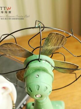 做旧覆古树脂电风扇 酒吧咖啡厅店面橱窗软装饰品摆件 道具