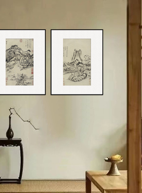 玄关山水挂画禅意入户风景画装饰