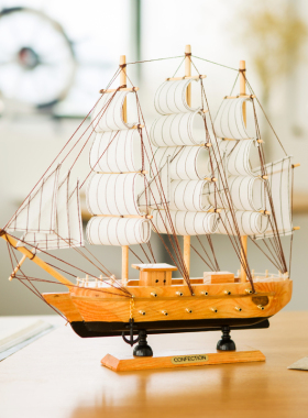 优选一帆风顺帆船橱窗装饰道具客厅茶几摆件木制工艺品新婚结婚礼