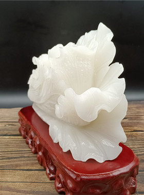 优选阿富汗白玉白菜摆件纯手工明清古典桌面工艺品实木根雕底座礼