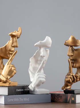 优选沉默是金酒柜装饰品办公室桌面抽象雕塑人物摆件现代轻奢创意