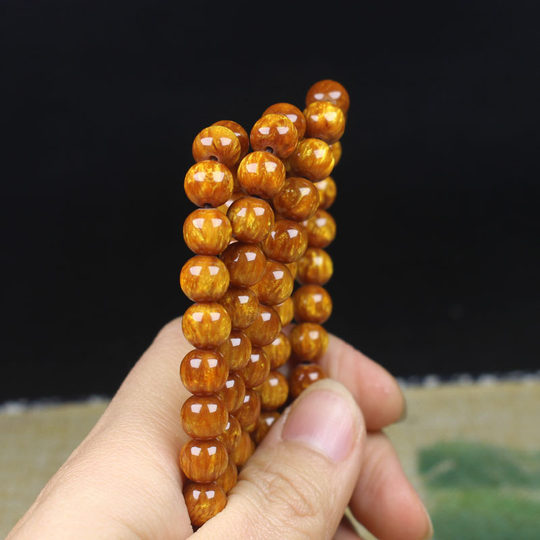 Gold sea willow beads bracelet 108 beads 8mm multi-circle