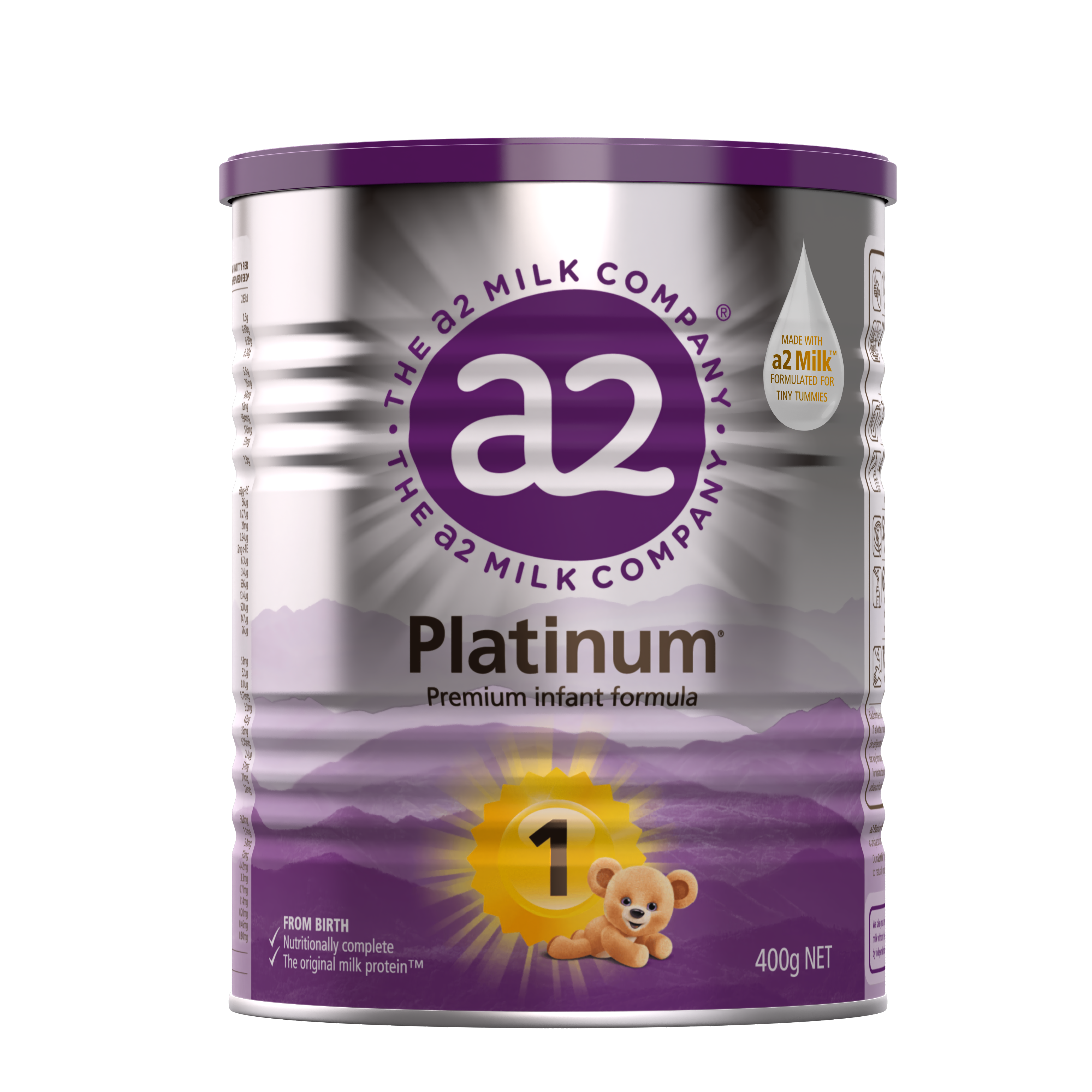a2紫白金婴幼儿奶粉1段一段新生儿进口配方小罐装0-6个月400g/罐 - 图0