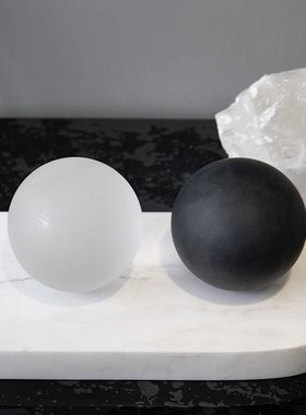 优选邸高现代轻奢黑白圆球摆件样板房间博古架酒店小摆设软装饰品