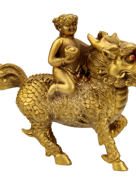 优选黄铜麒麟送子麒麟摆件风水家居开业礼品工艺品